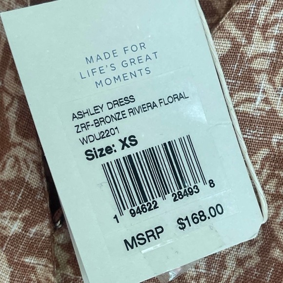 Faherty Ashley Linen Dress Bronze Riviera Floral Women's Size XS NWT - Picture 10 of 11